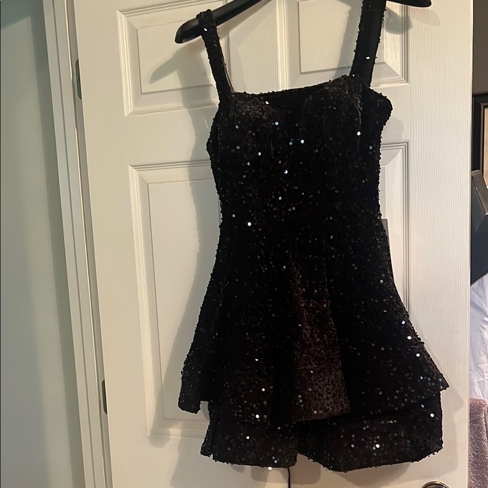Black Sequin Mini Dress